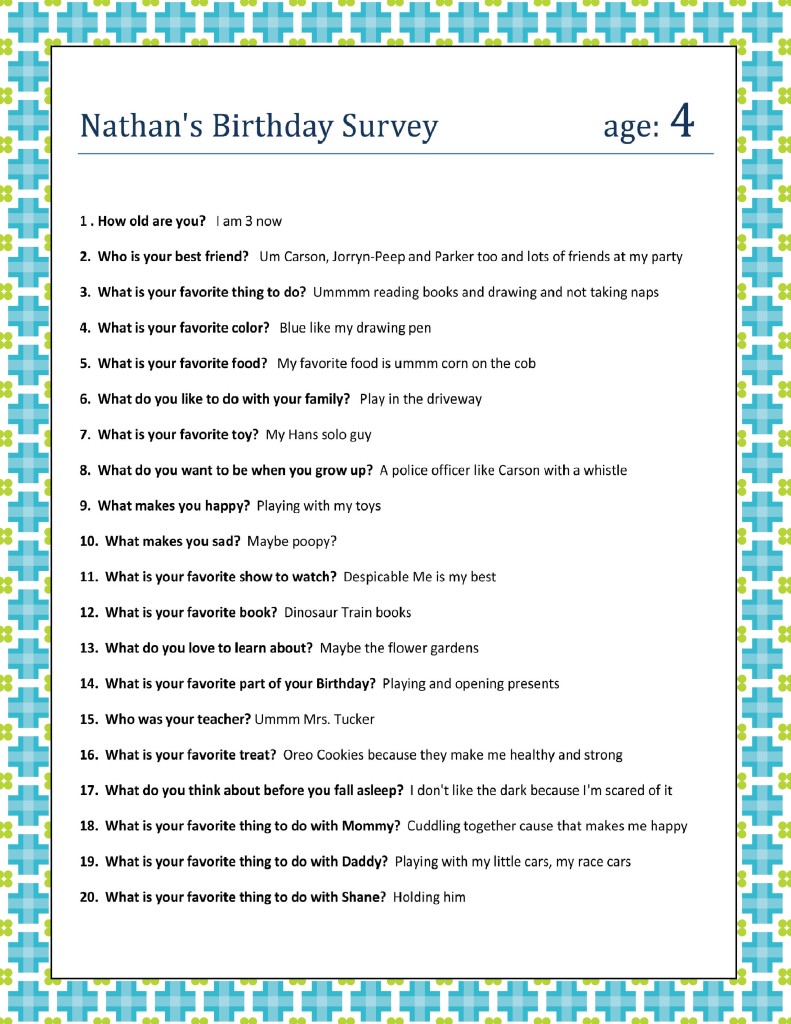 Nathan's Birthday Survey 4